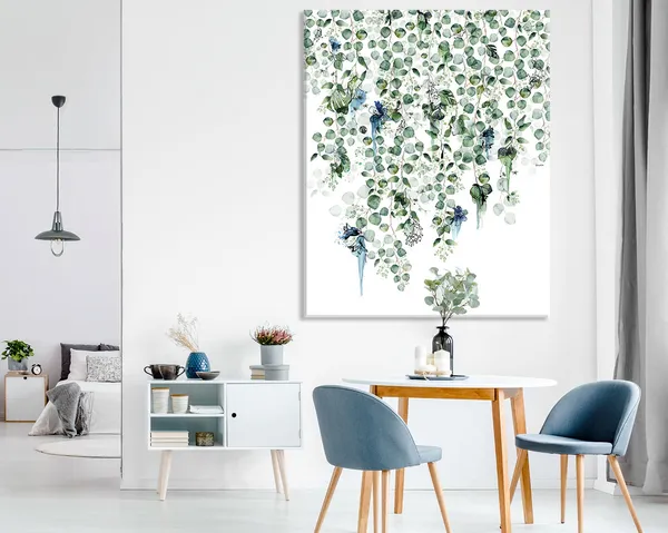 Botanical Leaf Print, Tropical Dining Room Decor