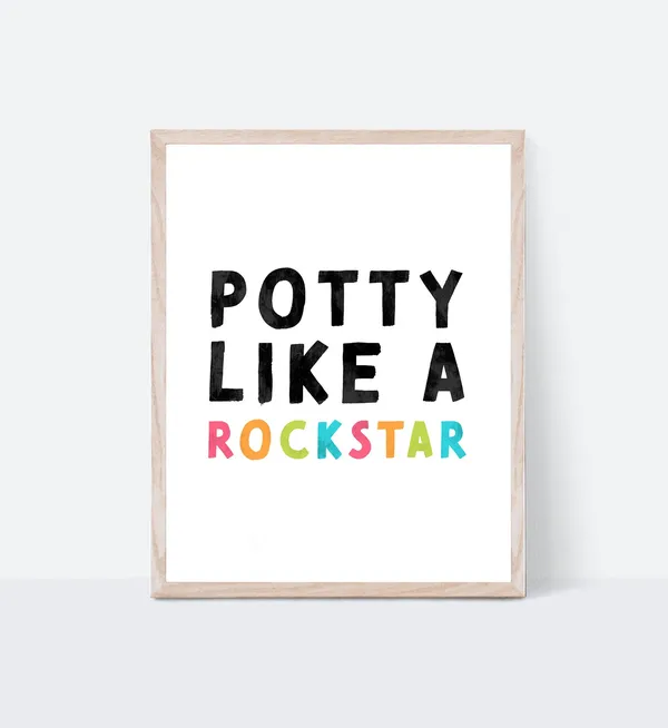 Kids Bathroom Sign Art, Funny Potty Rockstar Poster