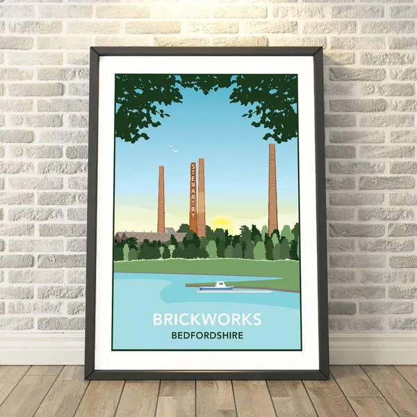 Stewartby Brickworks Chimneys Bedfordshire Travel Poster