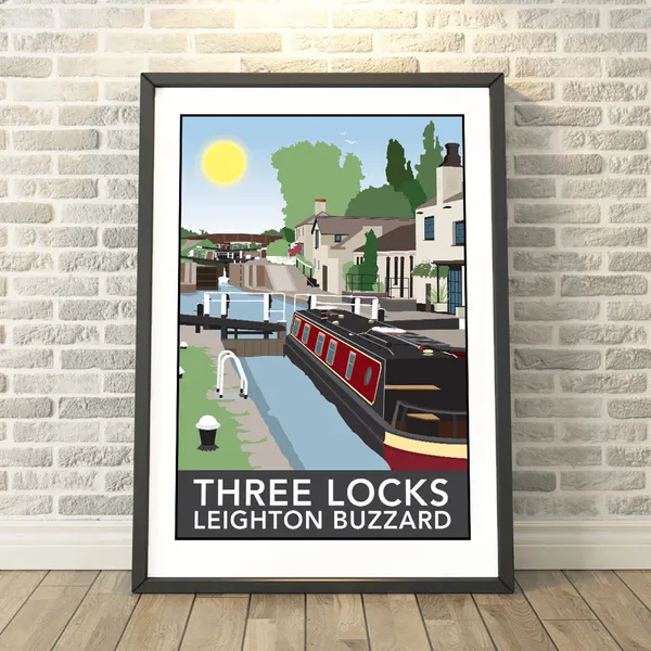 Three Locks Leighton Buzzard Travel Poster, Bedfordshire