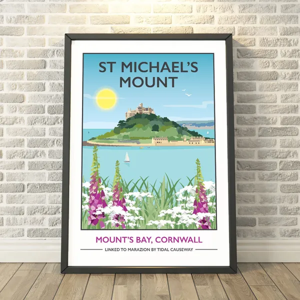 St Michaels Mount Cornwall Travel Poster, Wall Art Print