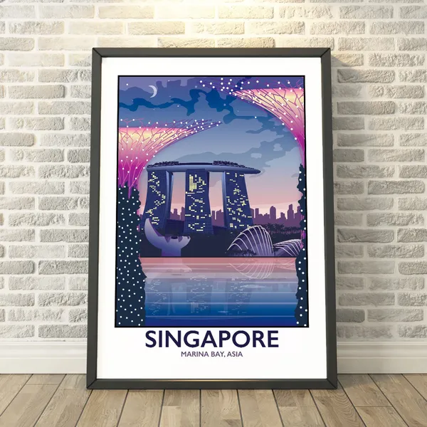 Singapore Marina Bay Travel Poster, Memory Keepake