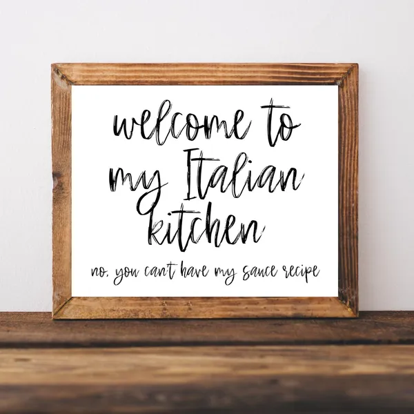 Italian Kitchen Sign for Mom, Funny Gift Poster