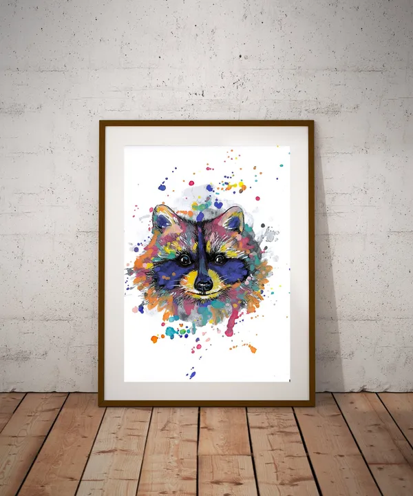 Raccoon Watercolor Animal Art Print, Nursery Decor