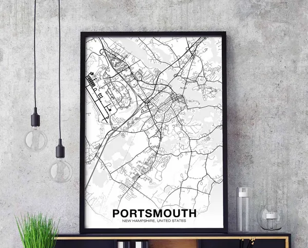 Portsmouth New Hampshire Map Poster, Modern City Print