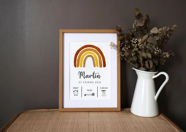 Custom Birth Poster, Rainbow Watercolor Art Print