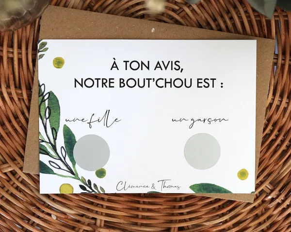 Personalized Scratch Card Baby Sex Announcement, Green