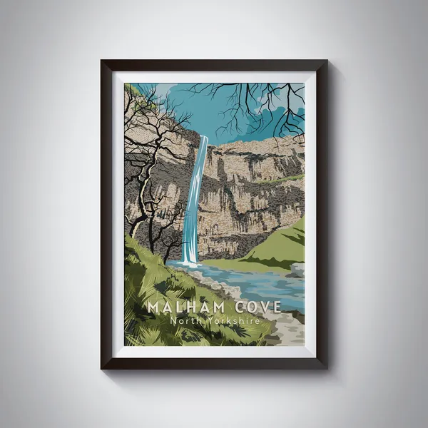 Malham Cove Vintage Travel Poster, Yorkshire Dales