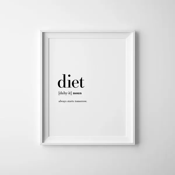 Funny Kitchen Diet Definition Art Print, Kitchen Decor