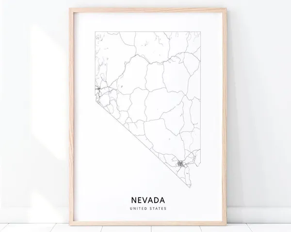 Nevada Map Print, Modern Minimalist Travel Poster
