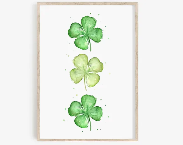 Three Four Leaf Clovers St. Patrick's Day Art Print