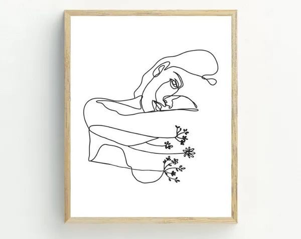 Abstract Woman Line Art Print, Minimalist Wall Art
