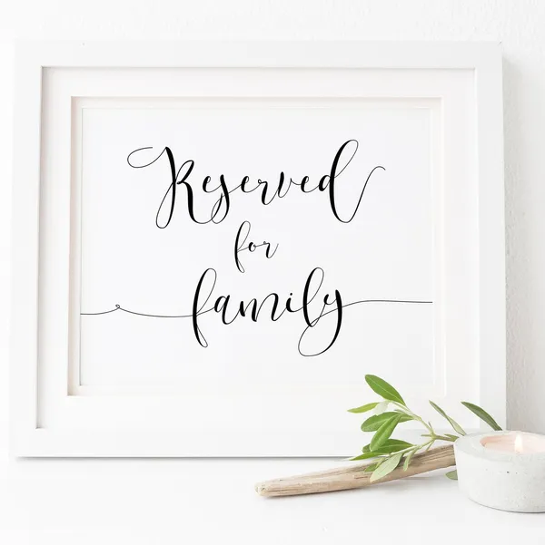 Reserved For Family Wedding Sign Art Print