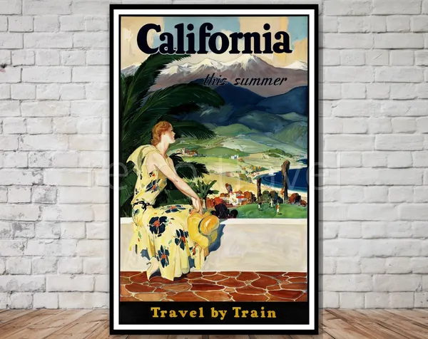 California Travel Poster, Train Travel Print