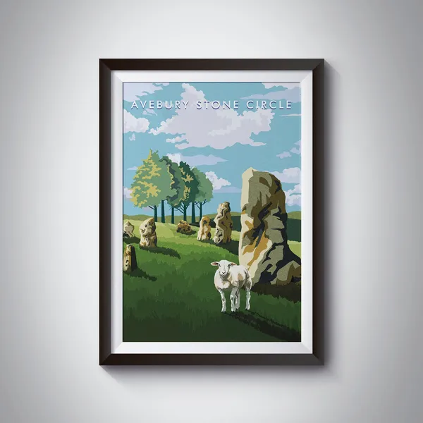Avebury Stone Circle Retro Travel Poster