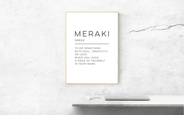 Meraki Definition Poster Print, Modern Word Design