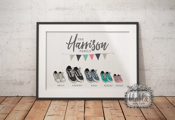 Personalized Trainers Family Poster, Custom Wall Art Print