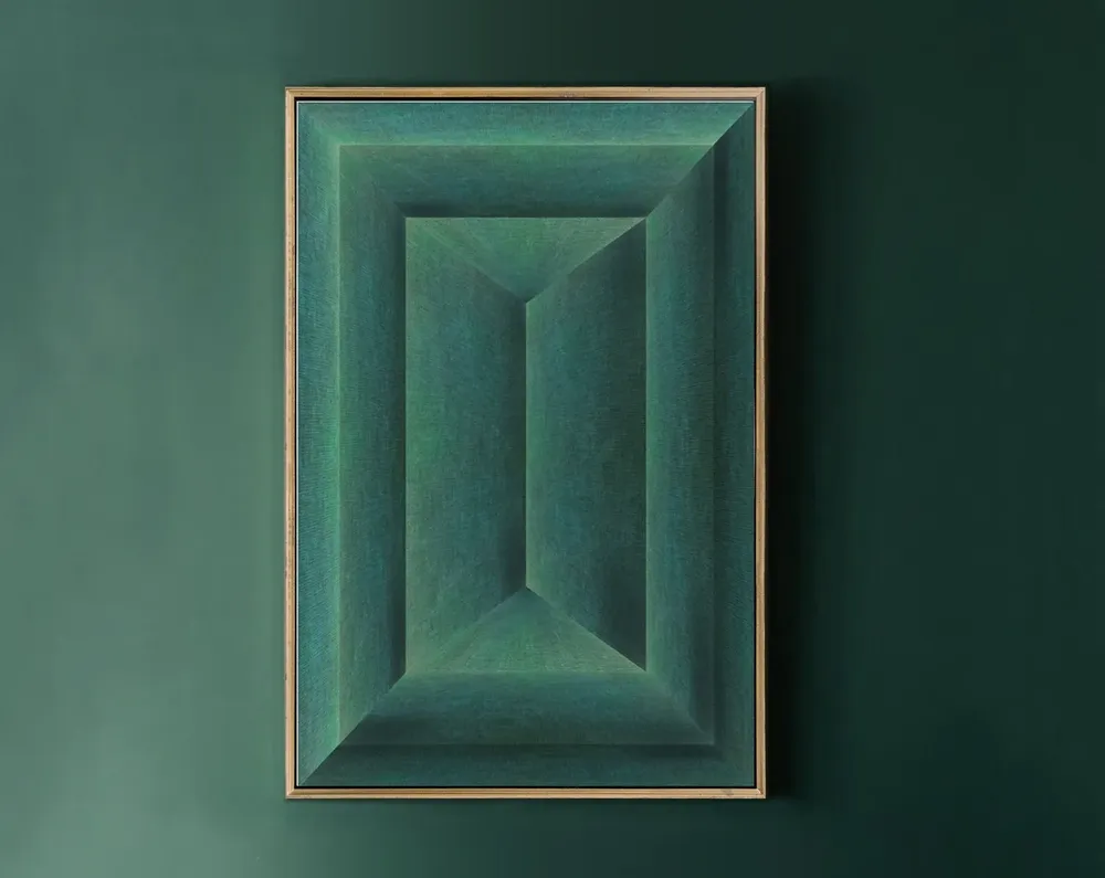 Emerald Green Abstract Geometric Wall Art Print