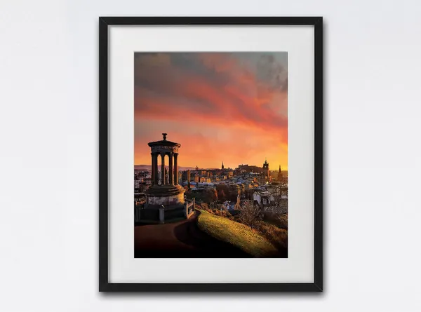 Edinburgh Skyline Art Print, Calton Hill Sunset