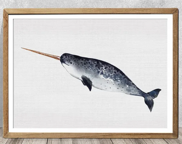 Unicorn Of The Sea Narwhal Art Print, Nursery Decor