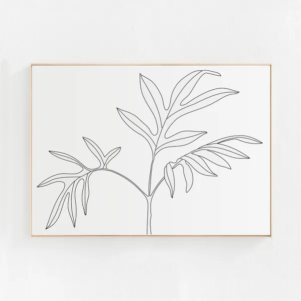 Botanical Leaf Art, Minimalist Black And White Print