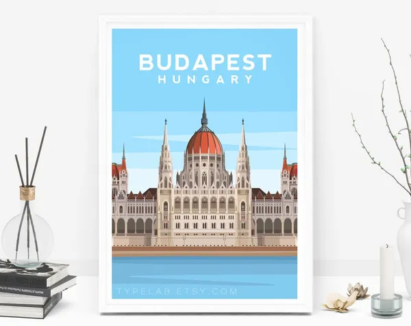 Budapest Travel Poster, Hungary City Wall Art