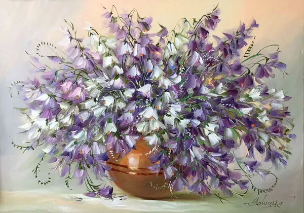 Bluebell Bouquet In Vase Oil Painting Art Print