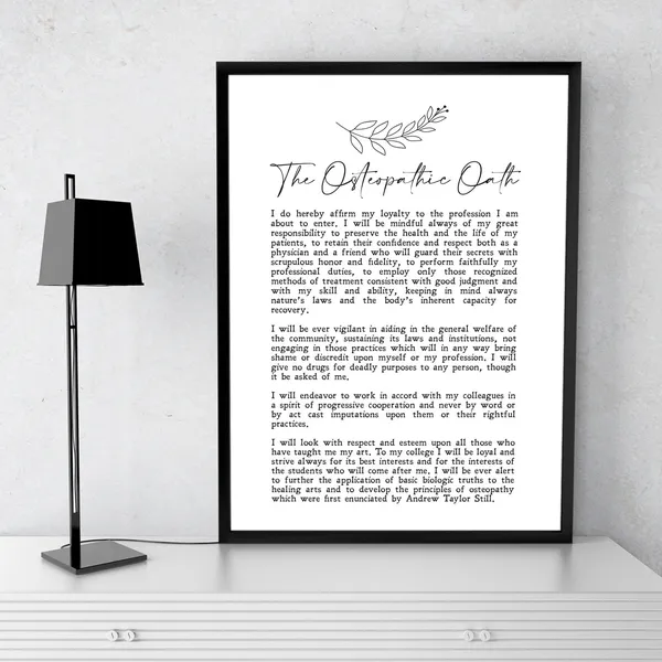 The Osteopathic Oath, Minimalist Healthcare Art Print