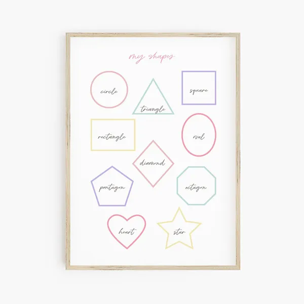 Shapes Educational Girls Playroom Art Print