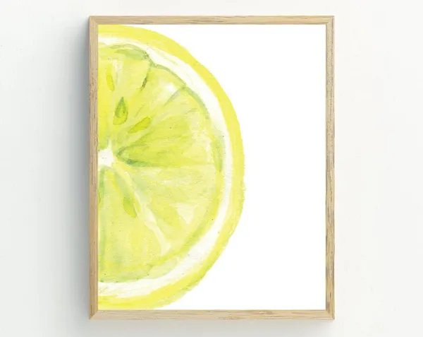 Lemon Wall Art, Kitchen Fruit Wall Art Print