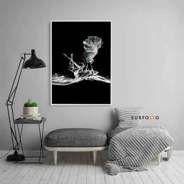 Betta Fish Black And White Photography Art Print