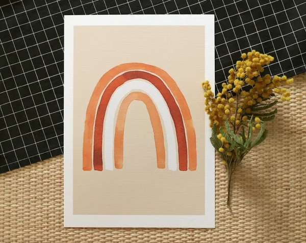 Rainbow Watercolor Child Poster, Terracotta Illustration