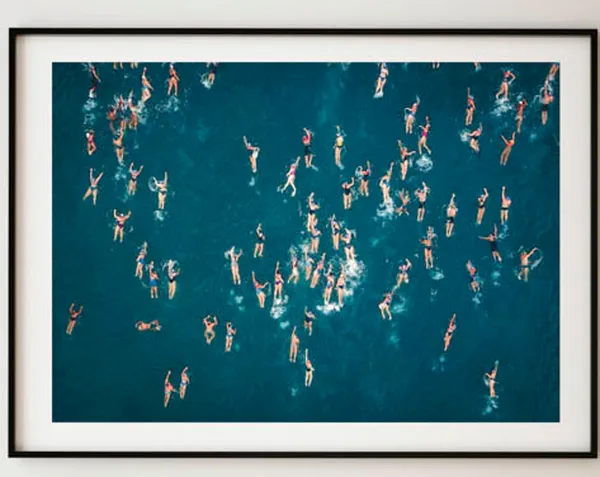 Abstract Ocean Swimming Art Print, Minimal Decor