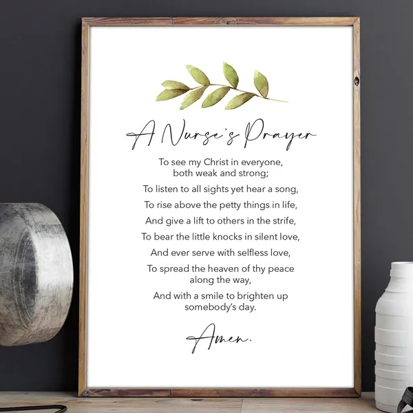Nurses Prayer Christian Prayer, Minimalist Art Print