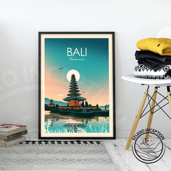 Bali Indonesia Travel Poster, Asia Art Print