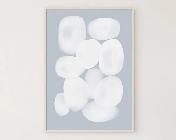 Blue Bubble Art Print, Modern Minimalist Nursery Decor