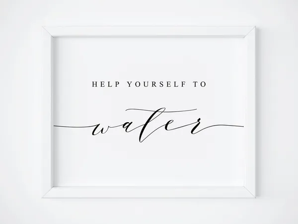 Help Yourself To Water Beverage Sign, Wedding Poster