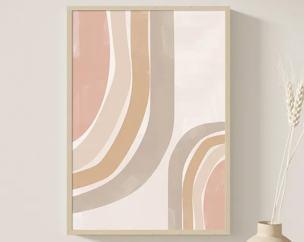 Abstract Rainbow Wall Art Print, Neutral Boho Decor