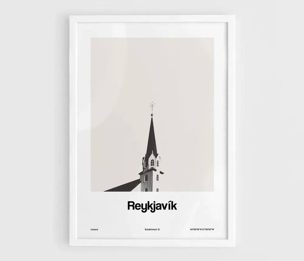 Frikirkjan Reykjavik Iceland Church Travel Poster