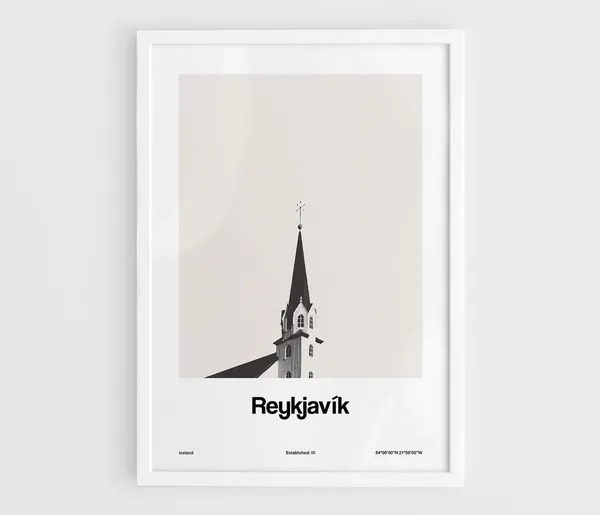 Frikirkjan Reykjavik Iceland Church Travel Poster