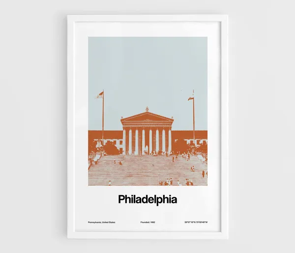 Custom Philadelphia Rocky Steps Minimalist Travel Poster