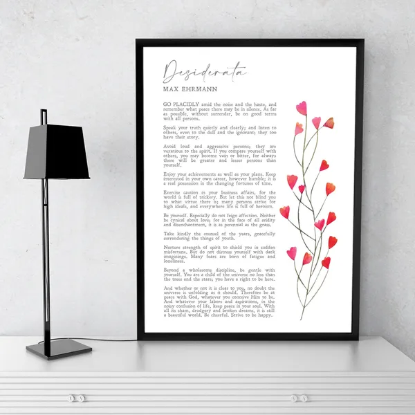Desiderata by Max Ehrmann, Minimalist Quote Art Print