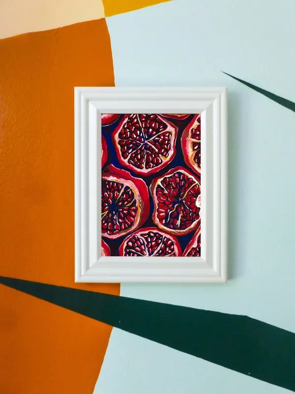 Pomegranate Watercolor Art Print, Kitchen Decor