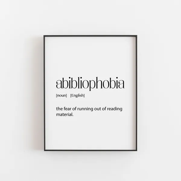 Abibliophobia Definition Art Print, Book Lover Gift