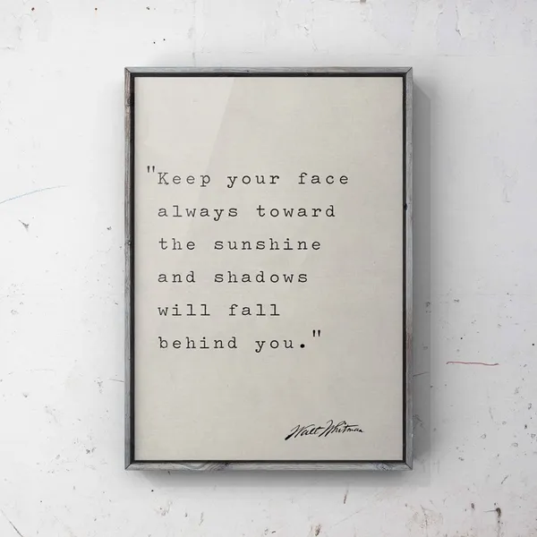 Walt Whitman Quote Art Print, Sunshine Quote