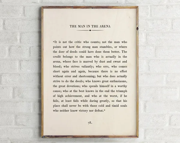 The Man In The Arena Quote Poster, Book Passage