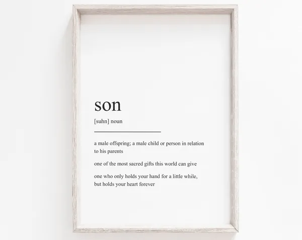 Son Definition Quote Art Print, Funny Gift for Son