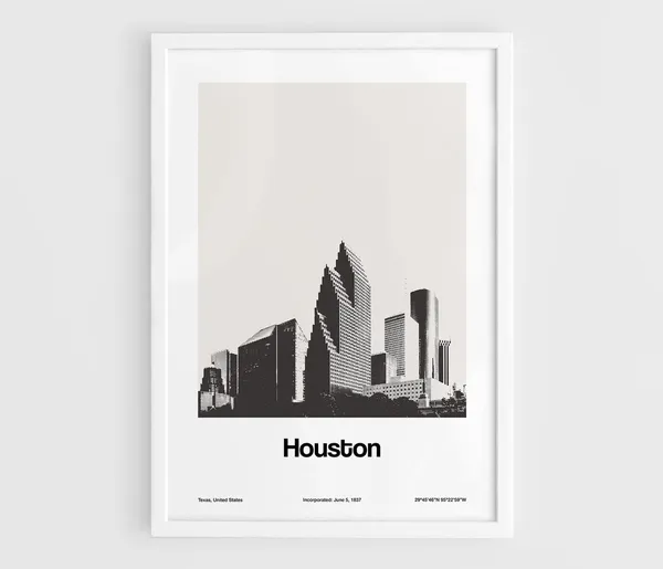 Houston Skyline, Houston TX Minimalist City Print