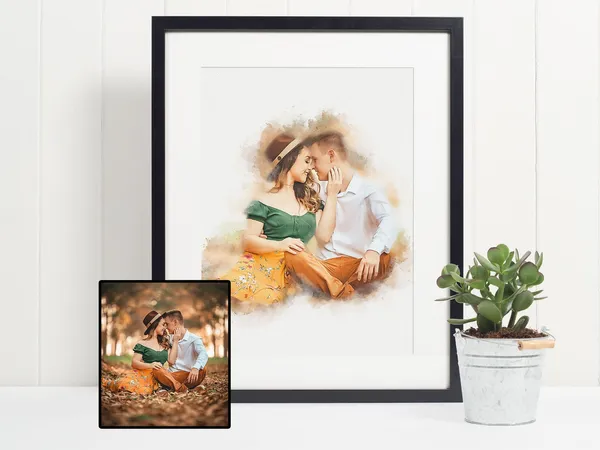 Custom Watercolour Portrait From Your Photo Art Print
