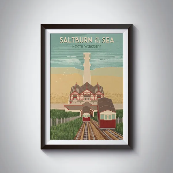 Saltburn By The Sea Travel Poster, Yorkshire Seaside